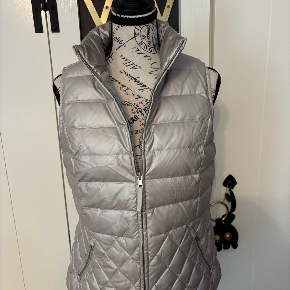Talbots Silver Quilted Puffer Vest